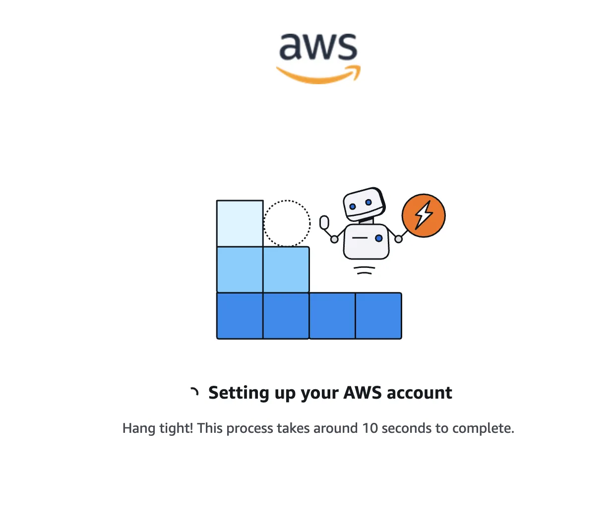 AWS setting up your account in progress
