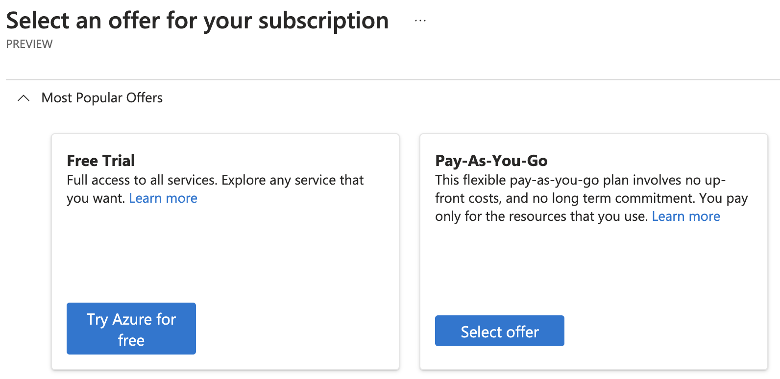 Choose Subscription Type