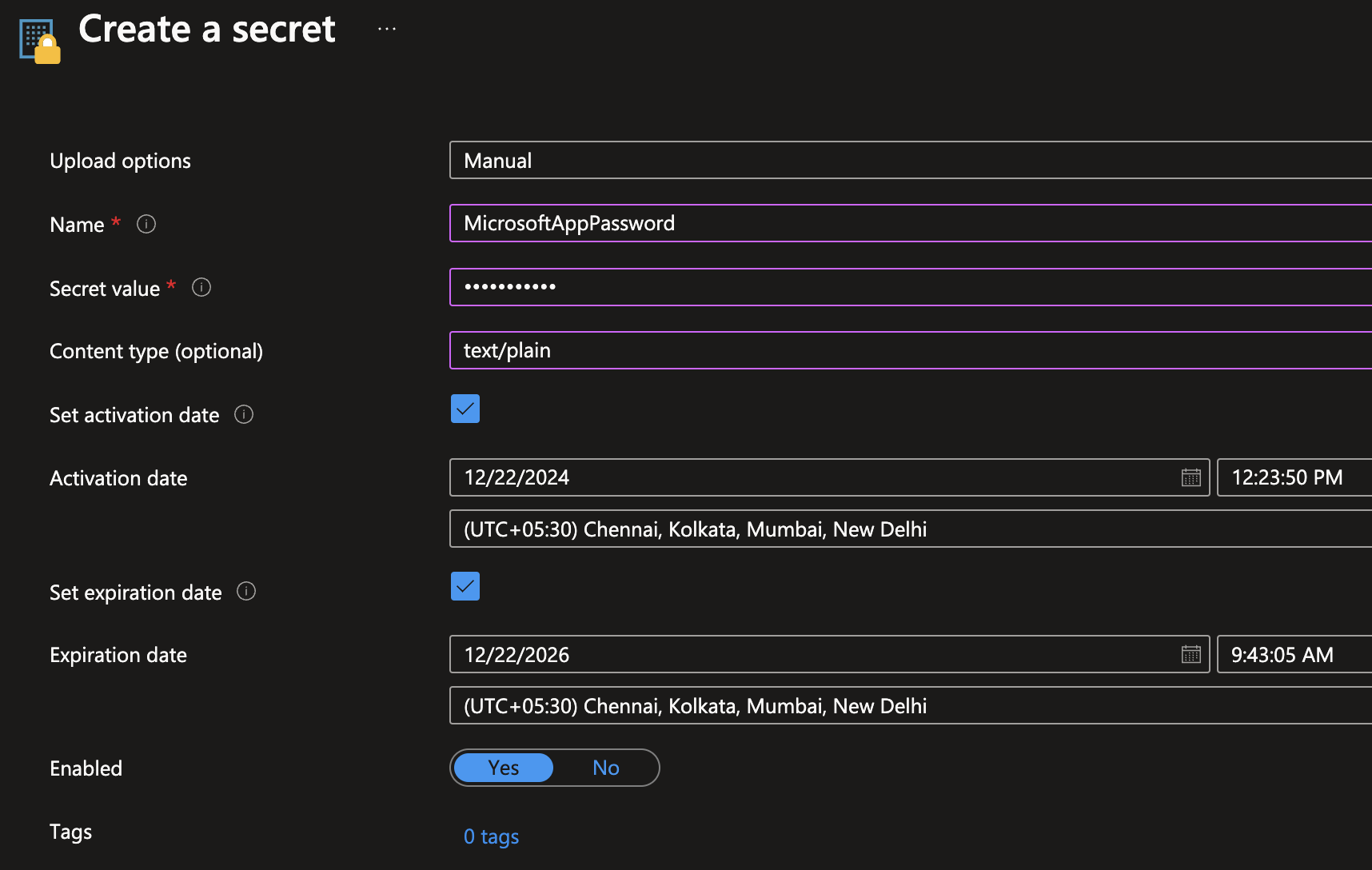 Create Secrets