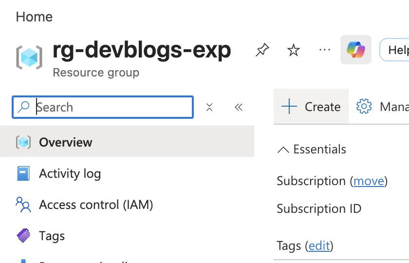 Resource group overview page