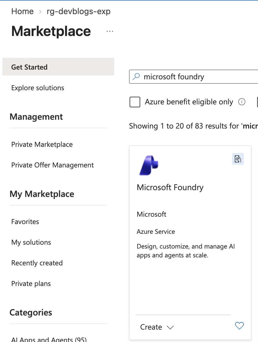 Microsoft Foundry in the Azure Marketplace