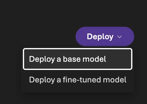 Deploy a base model menu