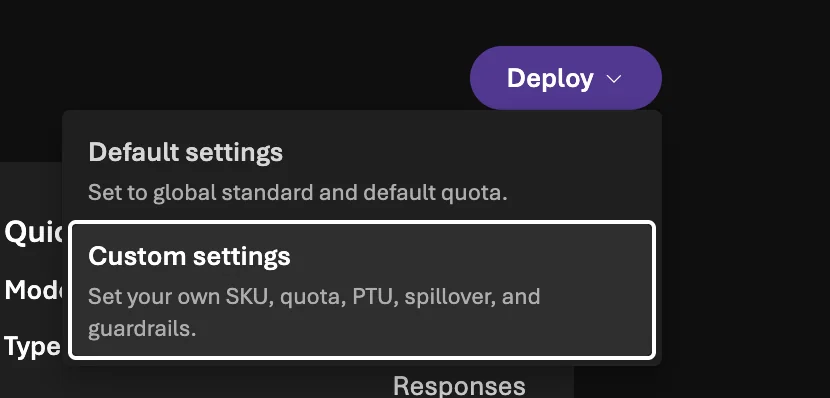 Default settings or custom settings