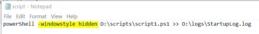 Script.cmd file content with hidden window