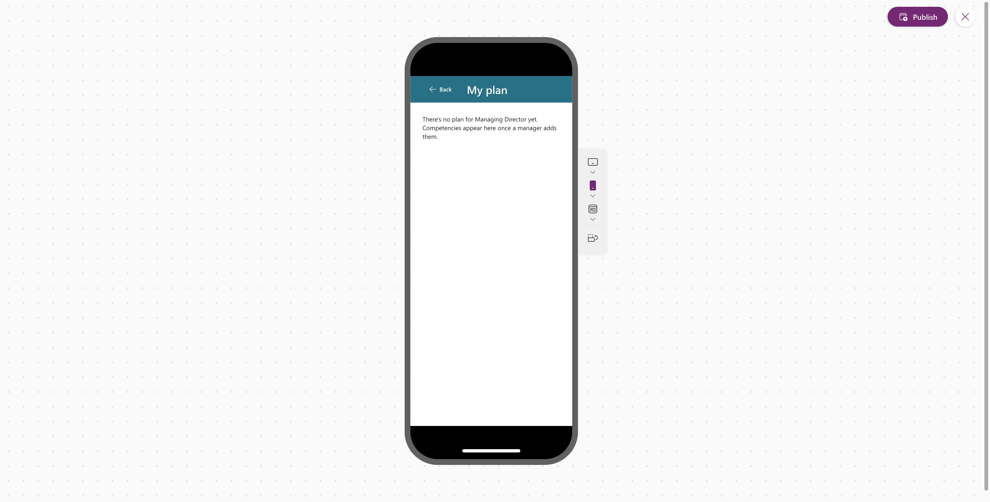 The My Plan screen in an iPhone frame with the header and the empty-state message on three lines