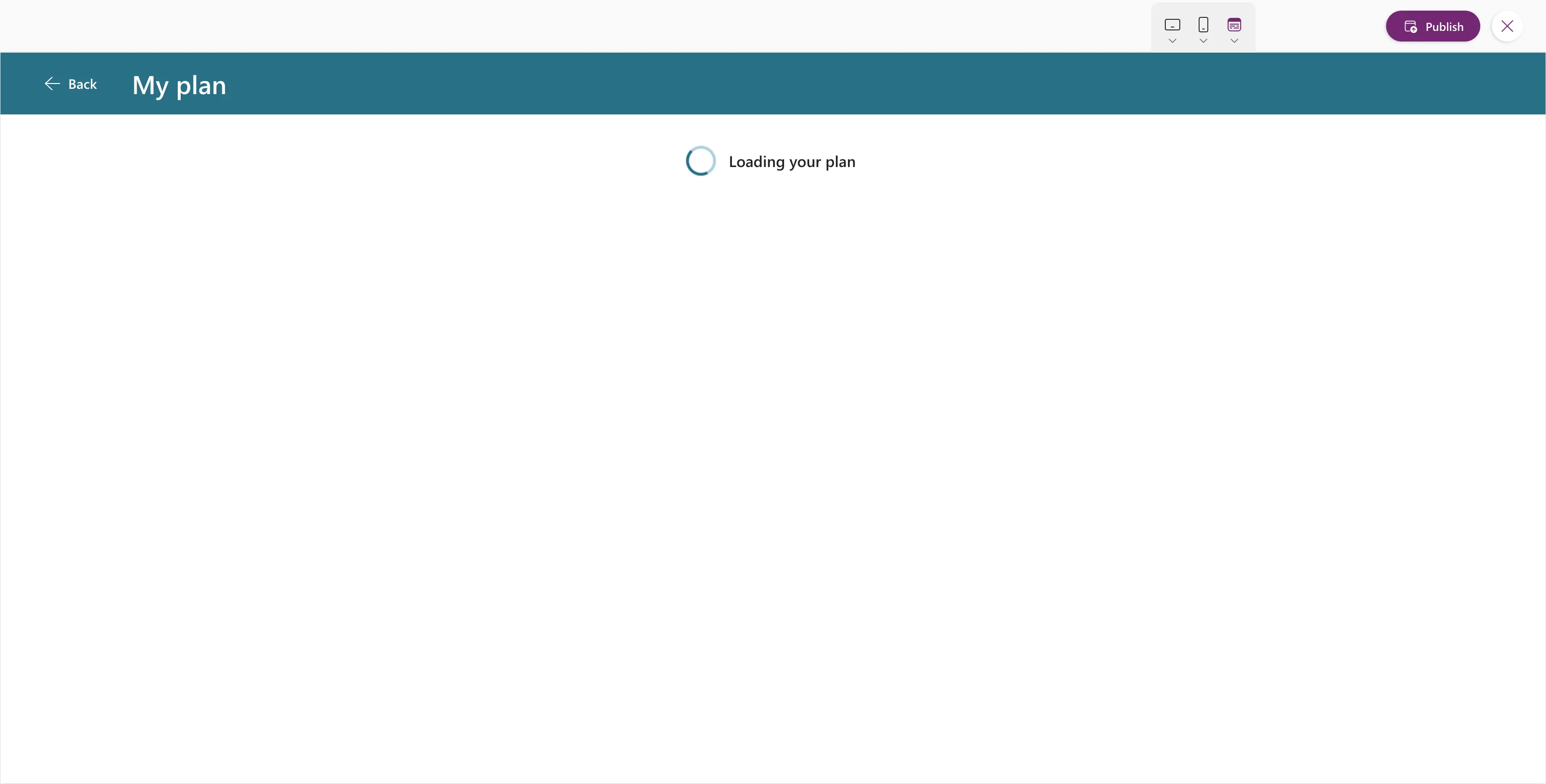 The My Plan screen in preview with a spinner and Loading your plan below the header
