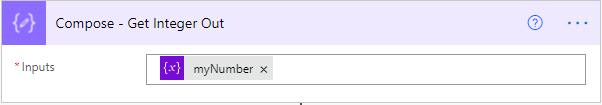Compose action in Power Automate using the myNumber integer variable as its input