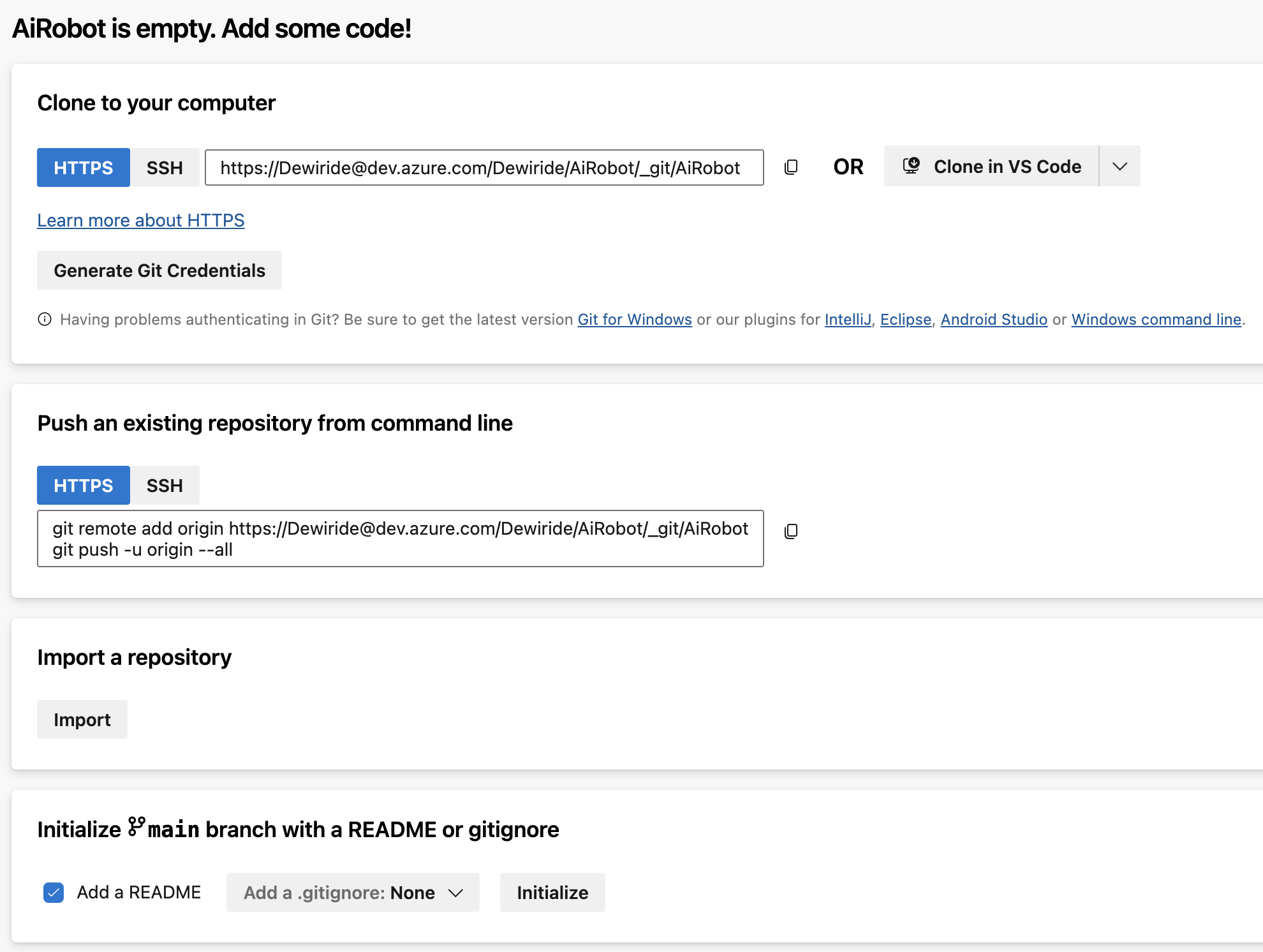 Azure DevOps Empty Repo