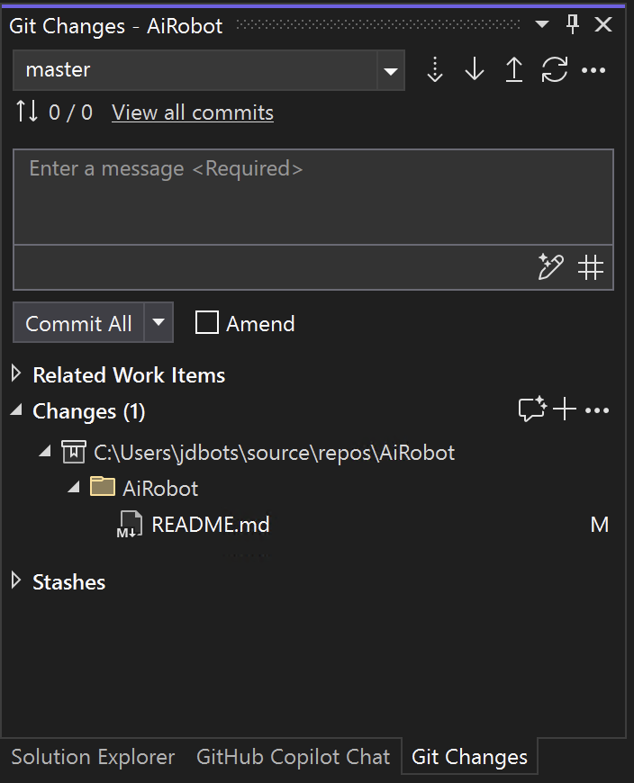 Visual Studio Git Changes