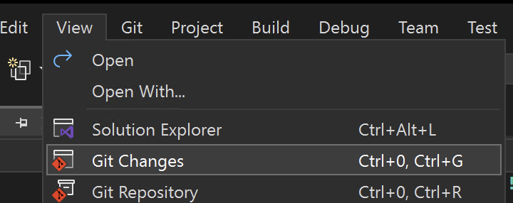 Visual Studio Git Changes Tab