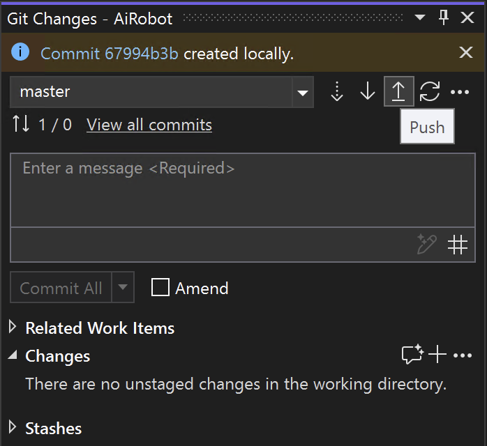 Visual Studio Push Changes