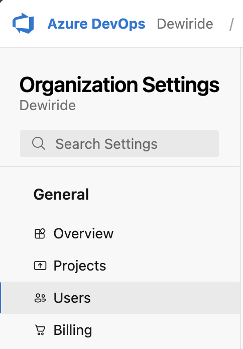 Users in Organization Settings