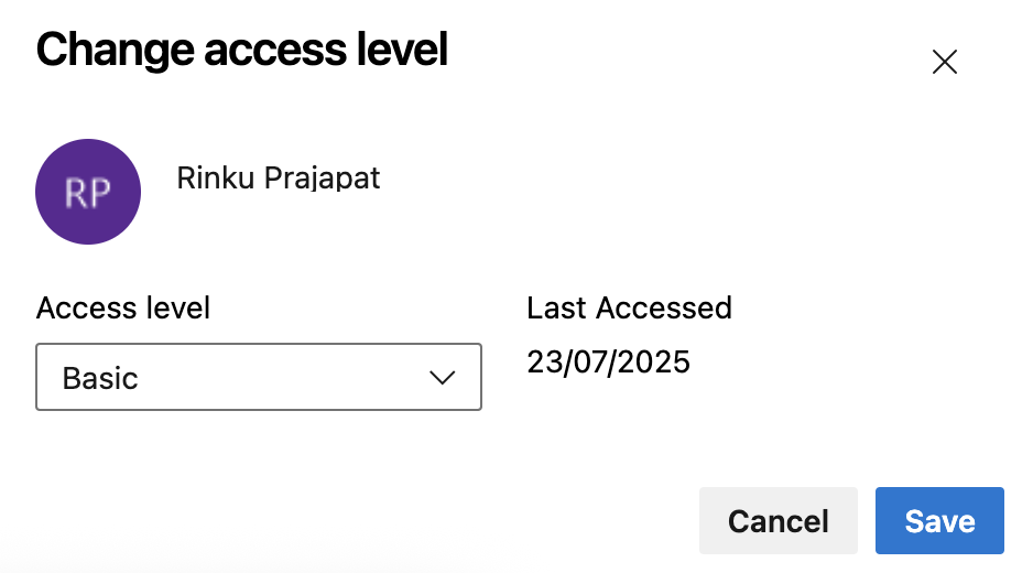 Change Access Level in Azure DevOps