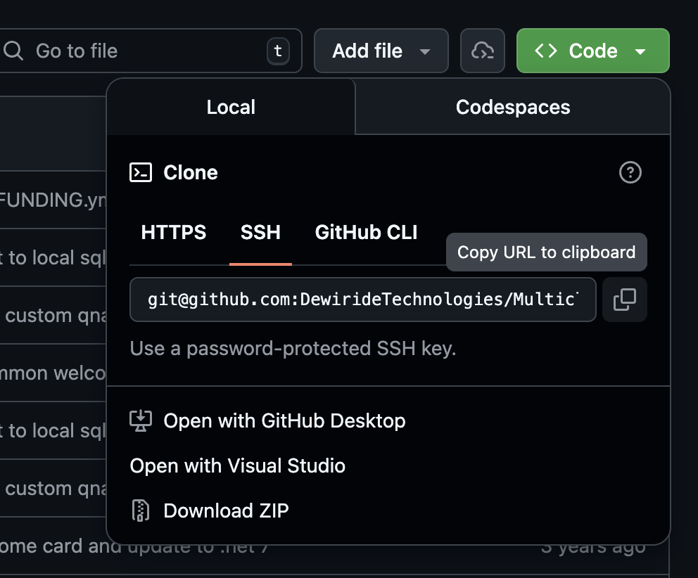 GitHub - Copy SSH Clone URL